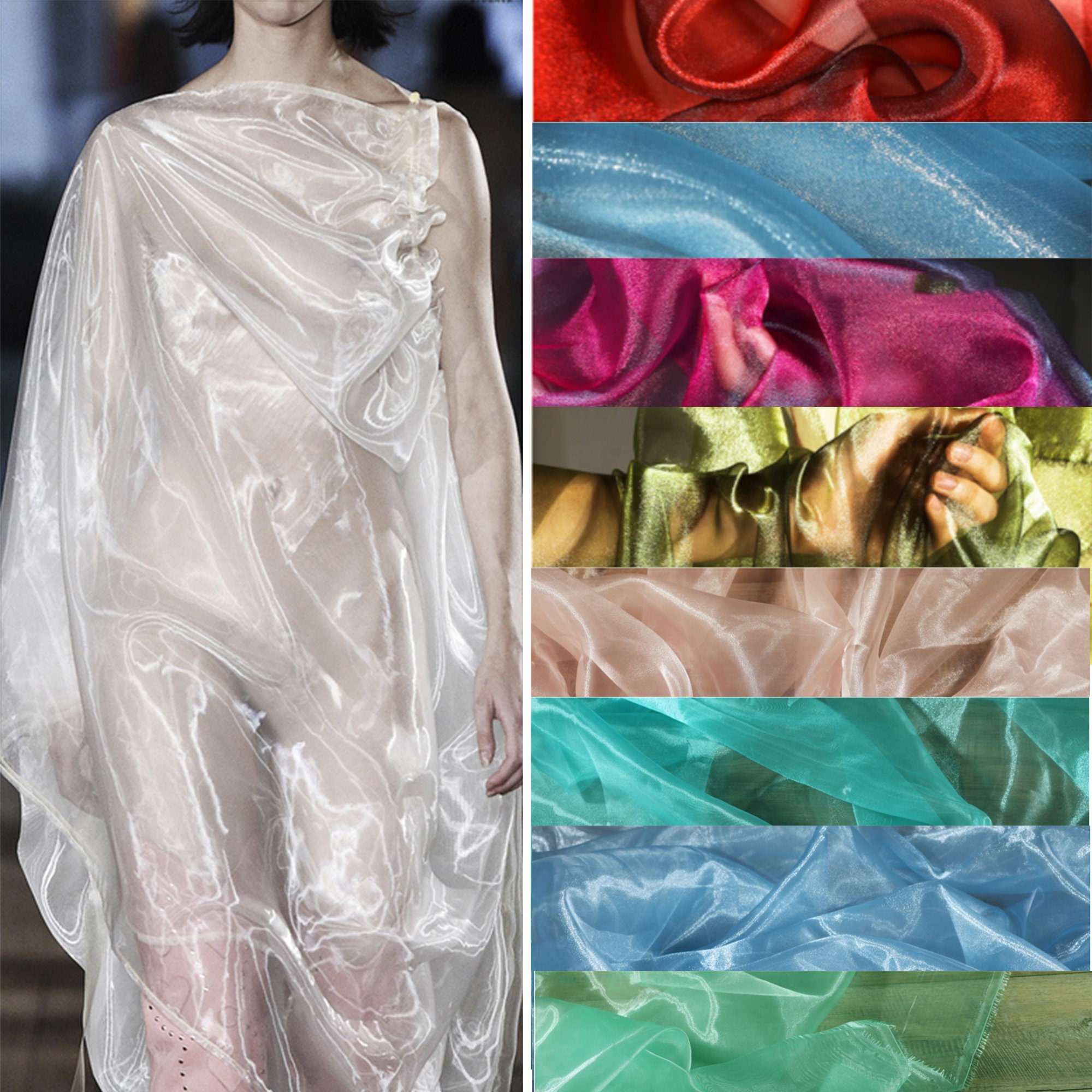 Rainbow Iridescent Organza Fabric, Holographic Material Crinkle Gradient  Fabric, Peal Translucent Fabric, Party Dress Fabric