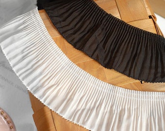 Chiffon Pleated Lace Trims Ruffled Folded Chiffon Ribbon Fringe Edge Trimming Accordion Lace For Wedding Girl  Doll Dress Gown Craft Sewing