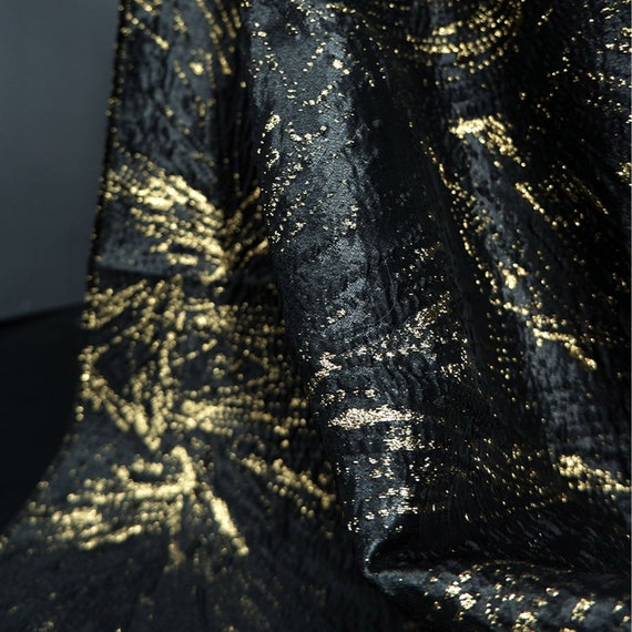 Black and Gold Jacquard Fabric Floral Wedding Dress Prom Dress Designer Fabric Red Carpet Fashion Project Back to School Sewing Craft - Etsy Black and Gold Jacquard Fabric Floral Wedding Dress Prom Dress Designer Fabric Red Carpet Fashion Project Back to School Sewing Craft - Etsy