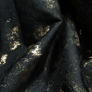 Shimmery Black/Golden Silk Rayon Jacquard Brocade Fabric, Designer Fabric For Dresses, Skirts, Upholstery, Sewing Fabric,Party Wear