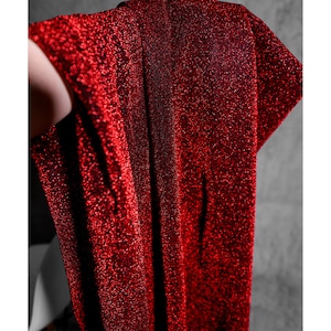 Shimmery Red Stretch Fabric For Evening Dress,Prom Derss,Event Dress,Party Dress,Cloak,Costume,Designer Fabric,Backdrop,Sewing Craft