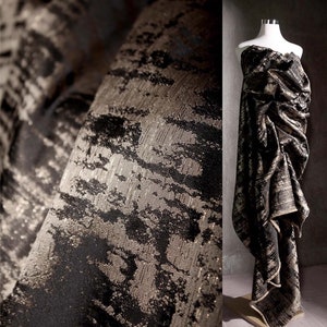Luxury Vintage Coffee Jacquard Fabric,Retro Gold Shimmer Brocade Fabric,Bronze Geometric Fabeic For Gown,Dress,Haute Couture,Drapery,Curtain