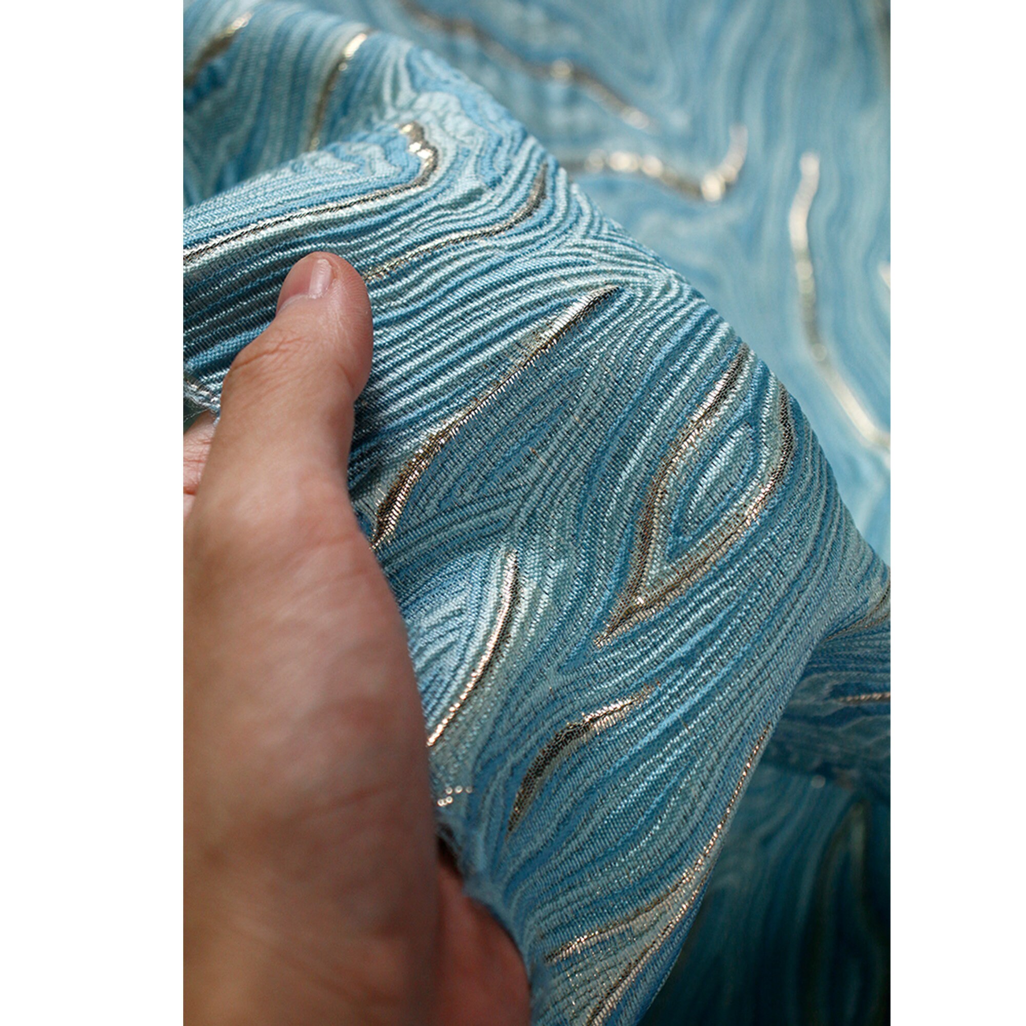 Chinese Traditional 3D Ocean Waves Silk Rayon Jacquard Brocade Fabric ...