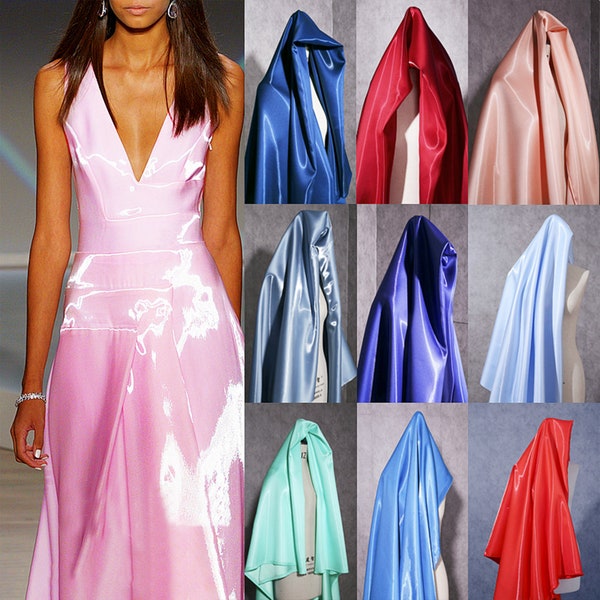 High-Grade Crystal Silk Satin Dress Fabric Liquid Reflective Metallic Future Luster Fashion Apparel Design Fabric 59"