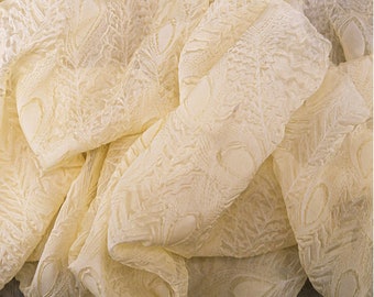 Soft Plisse Organza Tulle,Feather Patterned Gauze For Summer Dress,3D Folds Ruffle Organza, Designer Fabric, Wedding, Gowns, Events