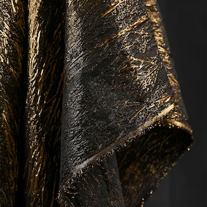 Luxus Schwarz Gold Gestickter Jacquard Stoff, Haute Couture Geprägte Damast Brokat Desinger Stoff Für Kleid, Polster, DIY Stoff