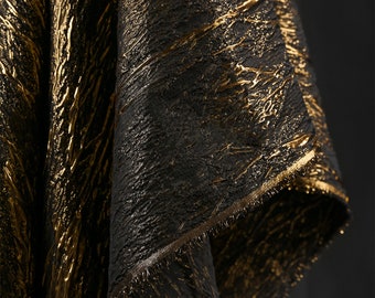 Tissu jacquard brodé en or noir de luxe, tissu de conception de brocart damassé en relief haute couture pour robe, rembourrage, tissu de bricolage