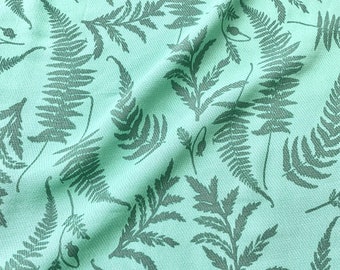 Green Fern Leaves Cotton Linen Fabric Plant Herb Fabric for Curtain Upholstery Cushion Cover Cloth Dress- 130cm wide