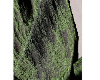 Moss Green Black Jacquard Brocaded Fabrics, Bump Design Fabric, 3D Irregular Fabrics, Fold fabric, Dust Coat Fabric,Designer Fabric