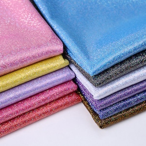 14 Farben schillern Abschlussball-Mädchen-Kleid-Stoff-Puppen-Kleid-Herstellungs-Stretch-Folien-Gewebe- glitzernder glänzender Hologramm-funkelnder irisierender Stoff