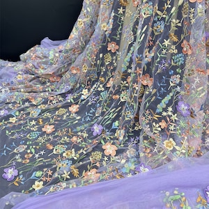 11 kleuren 3D bloem geborduurde kant stof pastorale bloemen tule zachte mesh stof voor tutu jurk banketjurk bruids trouwjurk, gordijn