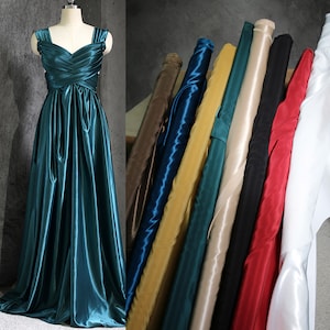 Luxury Shimmery Silk Satin Fabric,Drape Crepe-back Satin Wedding Dress,Gown,Bridal Dress,Evening Dress,Prom Dress,Costume,Glossy Fabirc