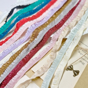 24Colors Pleated Stretch Lace Trim for Doll clothes 10mm / 0.4&quot; Ruffled Elastic Ribbon Pleated Lace Trim DIY doll making supplies