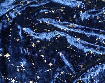 Shiny Constellation Velvet Black Velvet Glittery Starry Sky Gilding Fabric Shimmer Evening Dress, Gown,Fashion Clothing Fabric