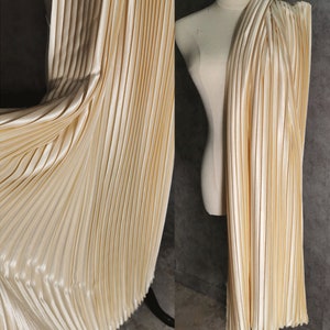 Champaign Stripe Pleated Satin Fabric Wrinkle Crumple Accordion Girl Dress Fabric Sew for Pleated-skirt,Craft By Yard