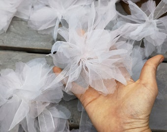 3D Organza Flowers lace trim, Airy Flower For Houte couture, Bridal Decor, Millinery, Fashion Show,Wedding Dress