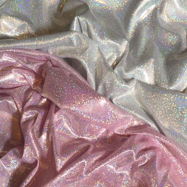 Dazzle Prom Dancing Dress Fabric Doll Dress Making Fabric Glittery Pink Glossy Fabric Hologram Sparkly Iridescent Fashion Foil Dress Bridal