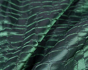 Grün Alligator Print Jacquard Brokat Stoffe, Krokodil Print Design Stoff, 3D unregelmäßige Stoffe, Vorhang, Polster, Sommer Stoff, Kostüm