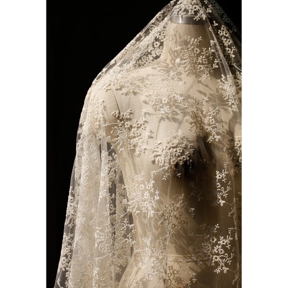 french lace fabric for wedding dresses Ivory Embroidered French Lace  Monique
