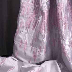 Light Purple Jacquard Brocaded Fabrics,Feathers Design Fabric, 3D Irregular Fabrics, Fold Fabric, Dust Coat Fabric,Gown,Dress Fabric
