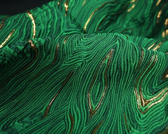 Tela tradicional china de brocado jacquard de rayón de seda con olas oceánicas en 3D. Tela de diseño para vestidos, faldas, tapicería y costura.