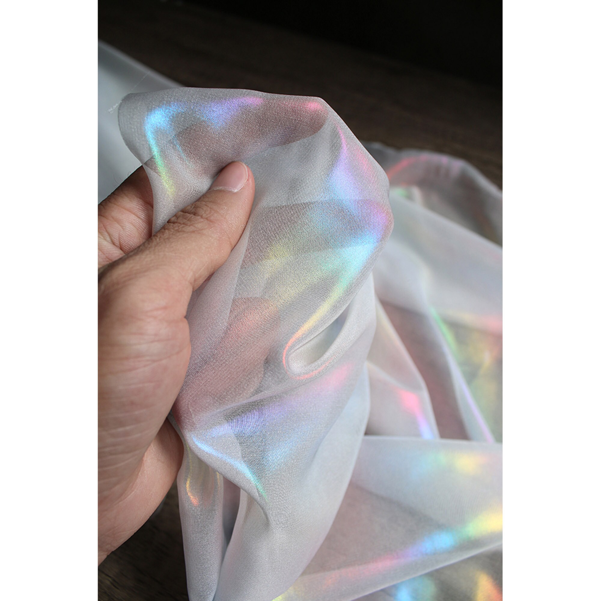 Rainbow Iridescent Organza Fabric, Holographic Material Crinkle Gradient  Fabric, Peal Translucent Fabric, Party Dress Fabric - AliExpress