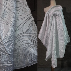 White/Silver Elegant Jacquard Brocaded Fabrics ,Pleated Textured Fabric, 3D Irregular Two-sided Fabrics,Dresses Fabric,Wedding Dress,Gown