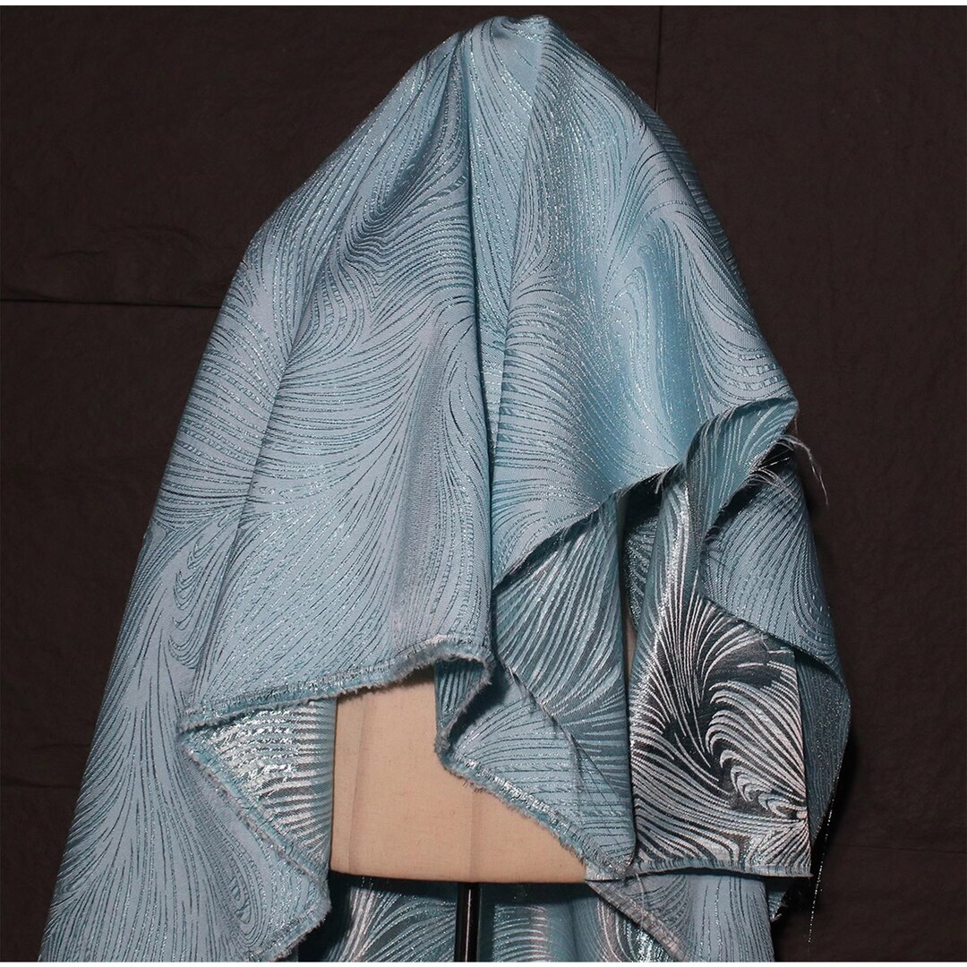 Pre-Cut Jacquard Fabric By Yard | Ready To Ship | Sky Blue