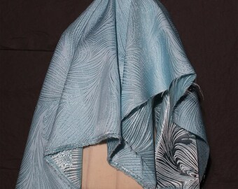 Shimmer Flowing Water Jacquard Fabric,Luxury Sky Blue Brocade Fabric,Floral Jacquard For Dress,Gown,Upholstery Designer Fabric,Home Decor
