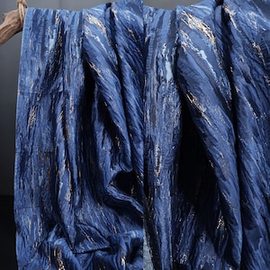 Vintage Blue Oil Painting Jacquard Brocade Fabric,Shimmery Designer Fabric For Dresses, Skirts, Upholstery, DIY Sewing Craft Fashion Fabric
