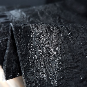 Schwarzer Präge Jacquard Stoff, 3D Exquisite Brokat,Damast Stoff Für Polsterung, Wintermantel,Designer Stoff,Vorhang Stoff,Kleid Stoff