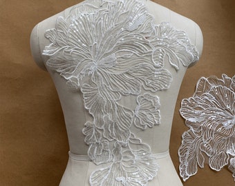 Vintage style Venice Appliques Sequins Lace Applique Floral Bridal Gown Embroidery Patches Wedding Bodice Lace Accessories
