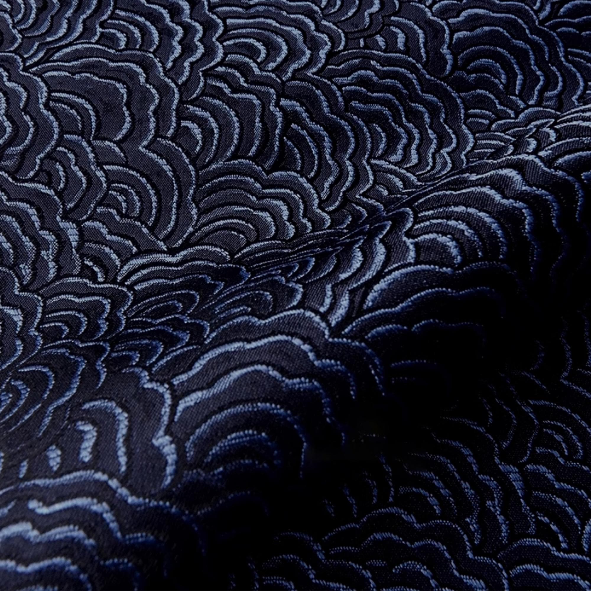 Auspicious Clouds-Blue Jacquard Brocaded Fabric Soft and Smooth Texture Embossed Floral Dust Coat Fabric Designer Fabric Curtain Upholstery