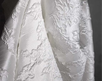 White/Black High-grade 3D Irregular Texture Jacquard Fabric Pleated Thickened Clothing Dress Floral Fabric Art Fashion Sewing Project Fabric