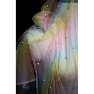 Tissu en dentelle à paillettes dégradées, tulle, dentelle, maille pour fille, robe de mariée, voile, rideau, robe de poupée, costume artisanal