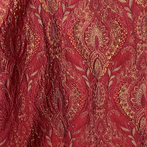 Red Medieval Jacquard Brocaded Fabrics,3D Irregular Fabrics,Dust Coat Fabric,Curtain,Upholstery,Dress Fabric,Prom Dress,Costume,Home Decor