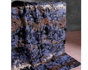 Luxury Vintage Navy Blue Gilt Bronze Jacquard Fabric,Retro Gold Shimmery Brocade Texture Fabric For Gown,Dress,Haute Couture,Drapery,Curtain