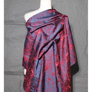 Red Navy Lighting Strike Jacquard Fabric, Two-sided Vintage Brocade Fabric For Dress, Upholstery,Costume,Designer Fabric,3D Embossed Fabric