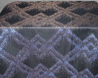 Glittery Navy Blue Bronze Jacquard Fabric,Retro Luxury Gold Shimmer Brocade Fabric For Gown,Dress,Haute Couture,Drapery,Curtain,Upholstery