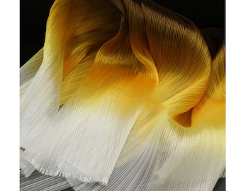 Gradient Ombre Crinkled-textured Pleated Organza Fabric,Designer Fabric, Wedding, Gowns, Crafts, Events, Stiff Shape and Texture Fabric