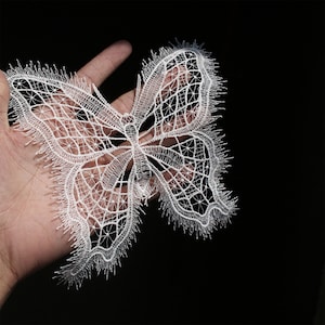 Lace Butterfly Patch, Sew on 3D Flower, 3D Flower Lace Appliqué, 3d Lace Flower Patch, Hollow Out Wedding Dress Lace Appliqué, Bridal Lace