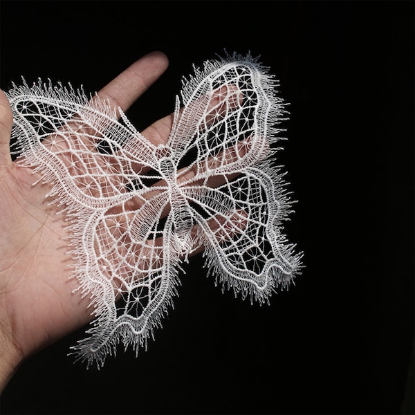 Lace Butterfly Patch, Sew on 3D Flower, 3D Flower Lace Appliqué, 3d Lace Flower Patch, Hollow Out Wedding Dress Lace Appliqué, Bridal Lace