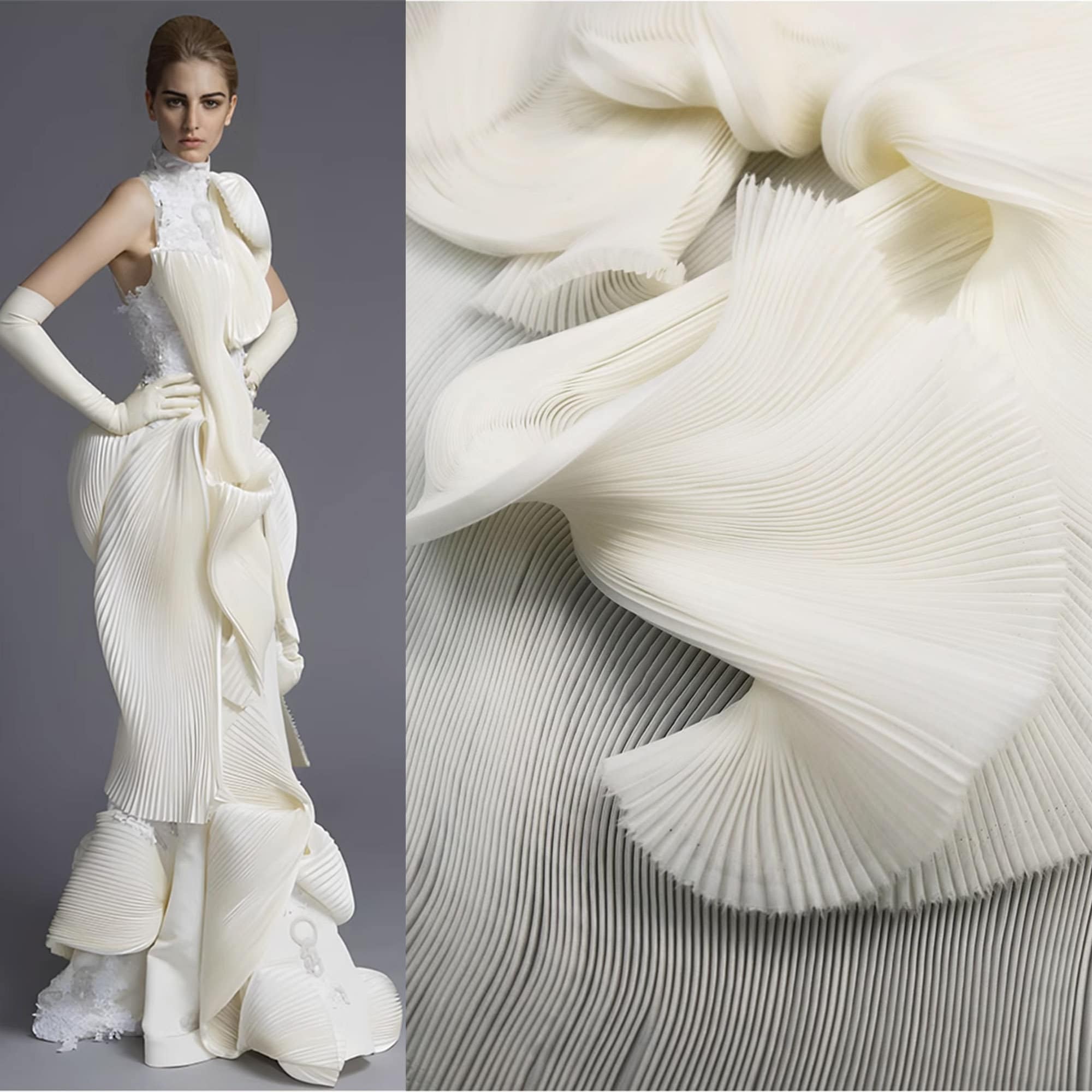 White Drapey Plisse Fabric Pleated Chiffon 2-way Stretch - Etsy