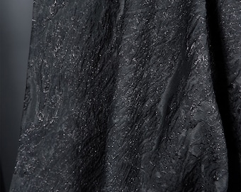 Black Chinese Traditional 3D Silk Rayon Embossed Jacquard Brocade Fabric, Designer Fabric For Dresses, Skirts, Upholstery, Sewing Fabric