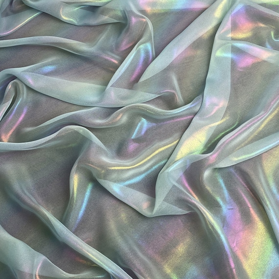 1yard Rainbow Chiffon Fabric,magic Organza Fabric.holographic Guaze,soft  Summer Dress Fabric,girl Dress,party Decor,diy Supplies,mesh Fabric 