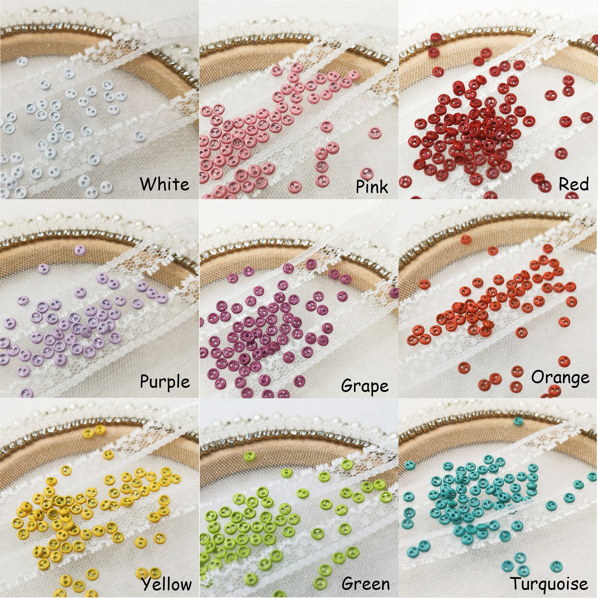 3mm/4mm Tiny Round Metal Buttons, in 10 Colors, the Smallest Buttons ...