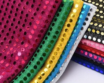 6mm Shiny Sequin Dot Confetti Fabric for Sewing Glittery Performance Costumes Apparel Photography Backdrop Hair Bows Crafts by the Yard