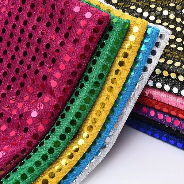 6mm Shiny Sequin Dot Confetti Fabric for Sewing Glittery Performance Costumes Apparel Photography Backdrop Hair Bows Crafts by the Yard