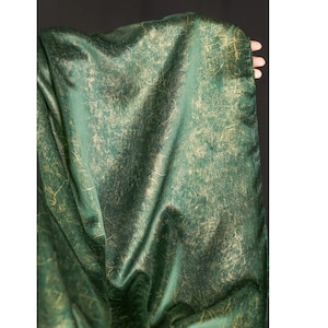 Lotus Leaf At Sunset Green Golden Triacetic Acid Satin Fabric,Silky Drape Smooth Fabric,Summer Dress,Wedding Dress,Curtain,Lining,Costume