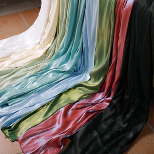 Iridescent Cotton Silk Fabric,Soft and Smooth Well Drap Fabric,Glazed Satin,Gradient Bright Silk Satin Fabric,Shimmer Upholstery and Sewing